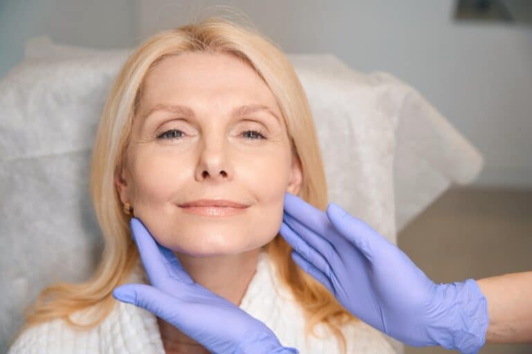 pretty old woman in surgeon's office