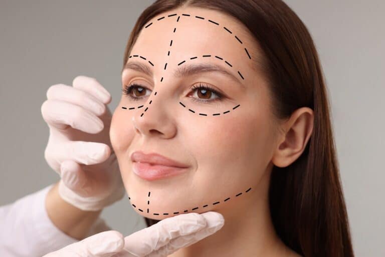 woman preparing for facial plastic surgery